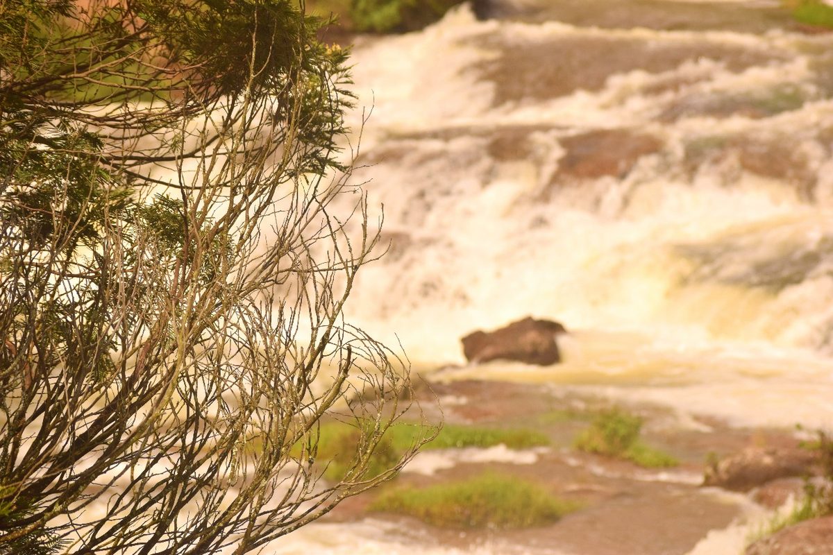 Pykara Falls in full flow over rocks near Ooty in the Nilgiris